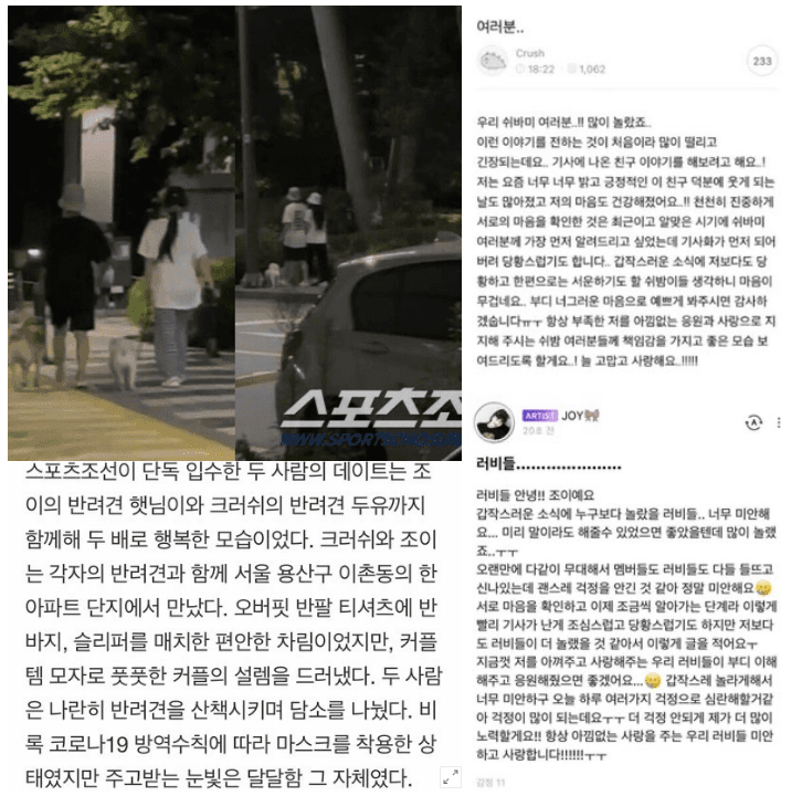 크러쉬♥조이 열애 인정...“과거 이상형 화제”
